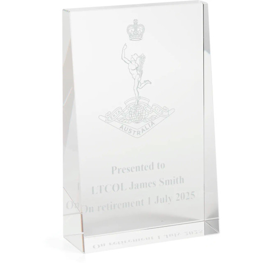 Royal Australian Corps of Signals (RASigs) Glacier Glass Award in Gift Box