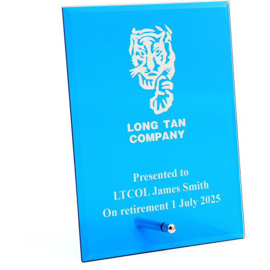 Long Tan Company Nebula Blue Glass Award in Gift Box