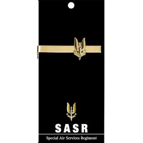 SASR Tie Bar On Card Special Air Service Regiment (SASR) 20mm full colour enamel tie bar. Order now from the military specialists. Displayed on a presentation card. This beautiful gold plated tie bar looks great on both w