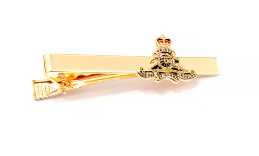 RAA Tie Bar On Card Royal Regiment of Australian Artillery (RAA) 20mm full colour enamel tie bar. Order now from the military specialists. Displayed on a presentation card. This beautiful gold plated tie bar looks great