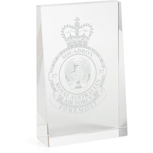 No 37 Squadron (37SQN) Glacier Glass Award in Gift Box