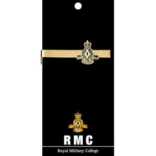 RMC Tie Bar On Card Royal Military College Corps of Staff Cadets (RMC) 20mm full colour enamel tie bar. Order now from the military specialists. Displayed on a presentation card. This beautiful gold plated tie bar looks