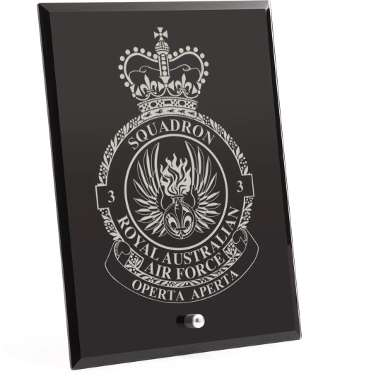 No 3 Squadron (3SQN) Nebula Black Glass Award in Gift Box