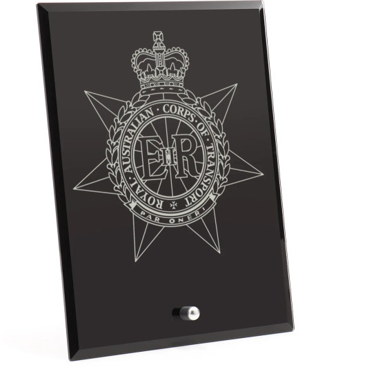 Royal Australian Corps of Transport (RACT) Nebula Black Glass Award in Gift Box