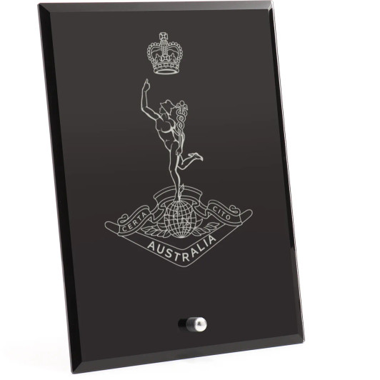Royal Australian Corps of Signals (RASigs) Nebula Black Glass Award in Gift Box