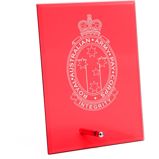 Royal Australian Army Pay Corps (RAAPC) Nebula Red Glass Award in Gift Box