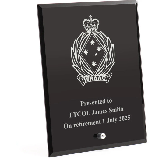 Women's Royal Australian Army Corps (WRAAC) Nebula Black Glass Award in Gift Box