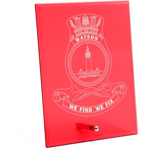 HMAS Watson Nebula Red Glass Award in Gift Box