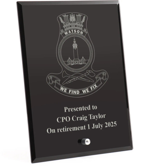 HMAS Watson Nebula Black Glass Award in Gift Box