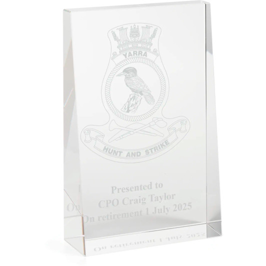 HMAS Yarra (IV) Glacier Glass Award in Gift Box