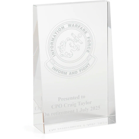 Information Warfare Force Glacier Glass Award in Gift Box