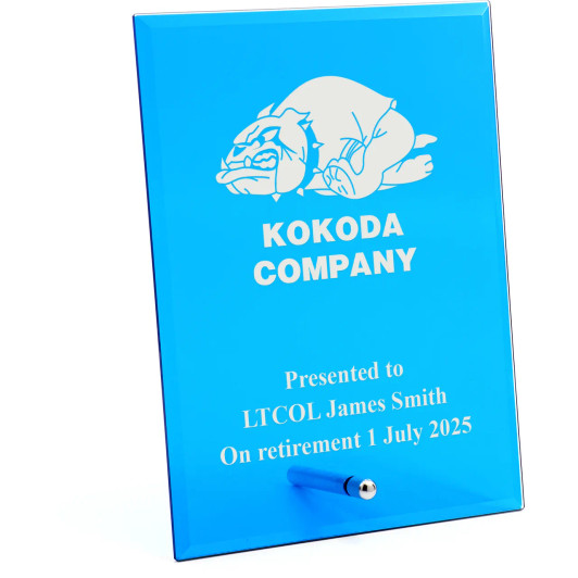 Kokoda Company Nebula Blue Glass Award in Gift Box