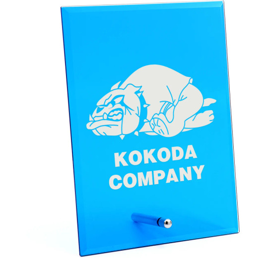 Kokoda Company Nebula Blue Glass Award in Gift Box