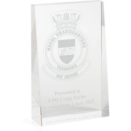 Naval Headquarters Tasmania Glacier Glass Award in Gift Box