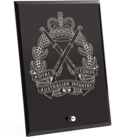 Royal Australian Infantry (RAinf) Nebula Black Glass Award in Gift Box