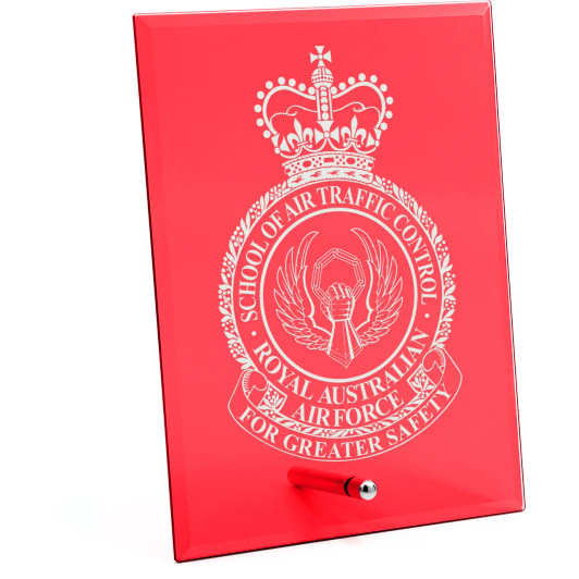 School of Air Traffic Control (SATC) Nebula Red Glass Award in Gift Box