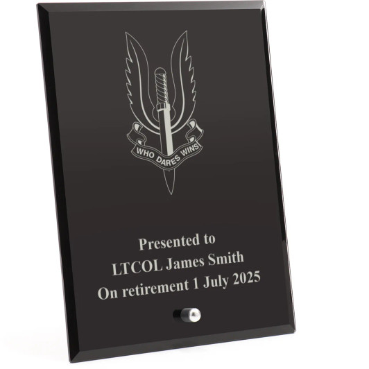 Special Air Service Regiment (SASR) Nebula Black Glass Award in Gift Box