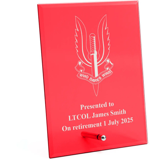 Special Air Service Regiment (SASR) Nebula Red Glass Award in Gift Box