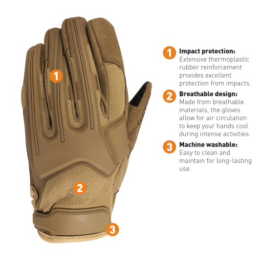 Contact Gear Impact Protection Gloves - Tan
