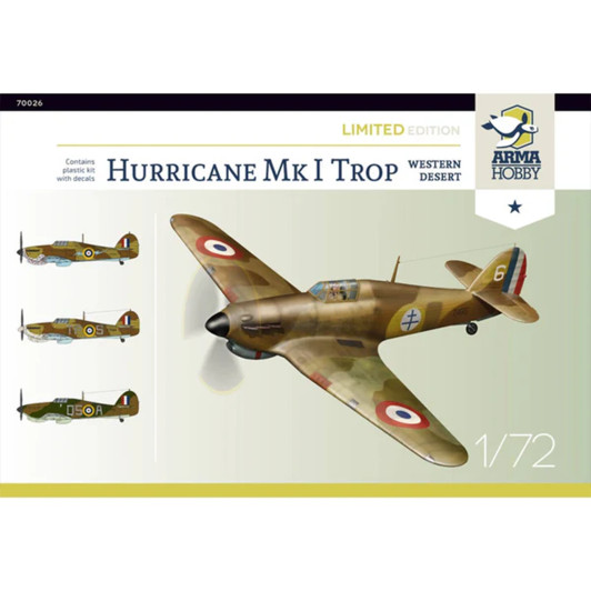 Arma Hobby 1/72 Hurricane Mk I trop Western Desert Limited Ed. Model Kit - Aus Decals Arma Hobby 1/72 Hurricane Mk I trop Western Desert Limited Ed. Model Kit - Aus Decals