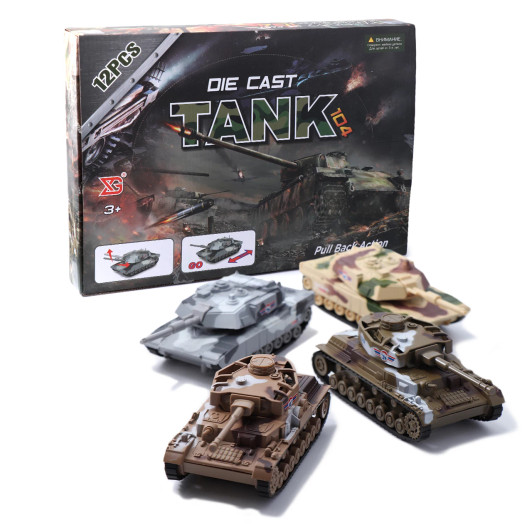 DIE CAST TANKS 14 CM PULL BACK SOLD AS A DISPLAY OF 12 C16