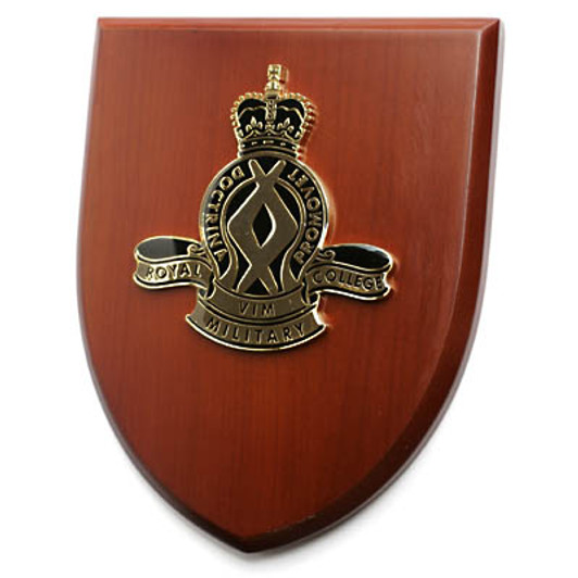 RMC Plaque An Exceptional Royal Military College Corps of Staff Cadets (RMC) Plaque order now. This beautiful plaque features a 100mm full colour enamel crest set on a 200x160mm timber finish shield. Presented i