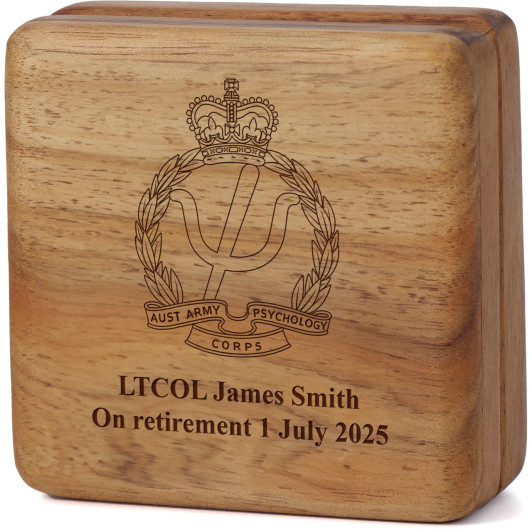 Australian Army Psychology Corps (AAPSYCH) Tasmanian Blackwood Keepsake Box