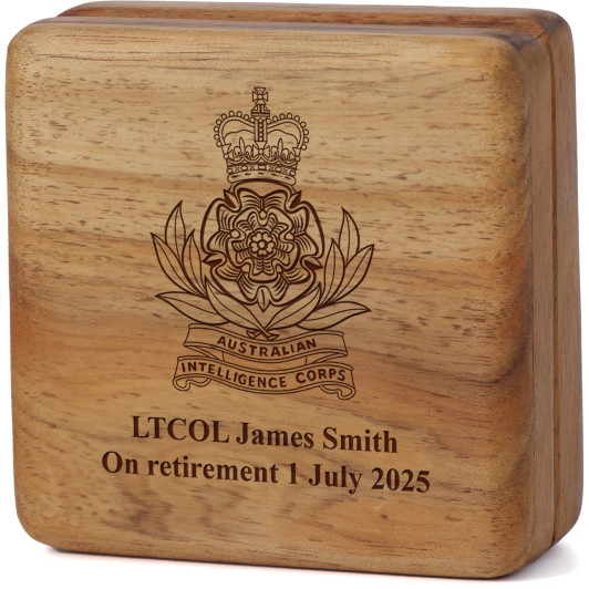 Australian Intelligence Corps (Aust INT) Tasmanian Blackwood Keepsake Box