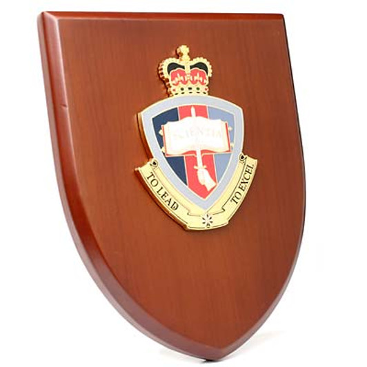 ADFA Plaque An Exceptional Australian Defence Force Academy (ADFA) Plaque order now. This beautiful plaque features a 100mm full colour enamel crest set on a 200x160mm timber finish shield. Presented in a stylish