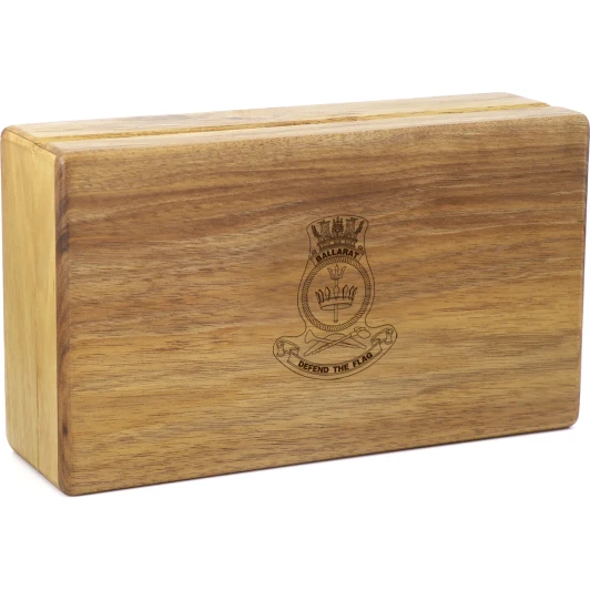 HMAS Ballarat (II) Tasmanian Blackwood Two-Tiered Medal Display Box