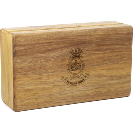 HMAS Canberra (III) Tasmanian Blackwood Two-Tiered Medal Display Box