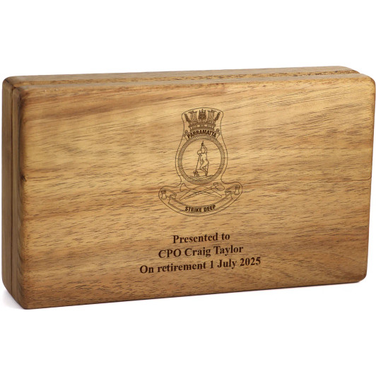 HMAS Parramatta (IV) Tasmanian Blackwood Medal Display Box