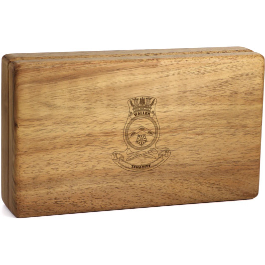 HMAS Waller Tasmanian Blackwood Medal Display Box