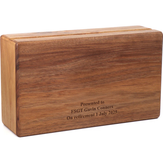 No 2 Expeditionary Health Squadron (2EHS) Tasmanian Blackwood Two-Tiered Medal Display Box