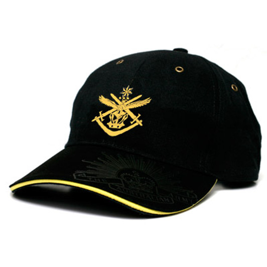 ADF Black Cap This Australian Defence Force (ADF) cap is both stylish and practical with its cool looks. Buy now from the military specialists. This quality heavy brushed cotton cap has the ADF crest embroidered on