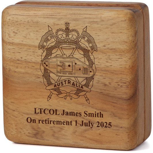 Royal Australian Armoured Corps (RAAC) Tasmanian Blackwood Keepsake Box
