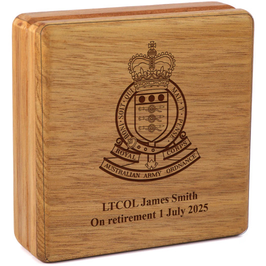 Royal Australian Army Ordnance Corps (RAAOC) Tasmanian Blackwood Heritage Box