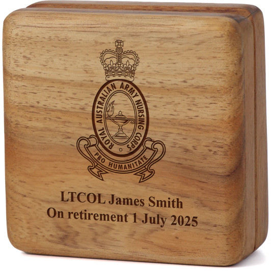 Royal Australian Army Nursing Corps (RAANC) Tasmanian Blackwood Keepsake Box