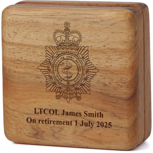 Royal Australian Army Medical Corps (RAAMC) Tasmanian Blackwood Keepsake Box