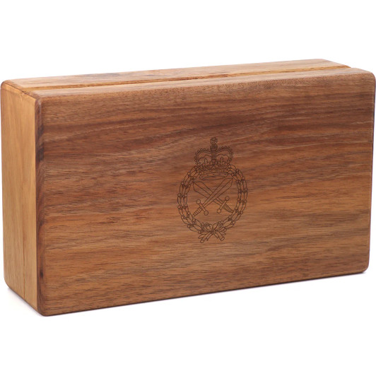 Royal Australian Corps of Military Police (RACMP) Tasmanian Blackwood Two-Tiered Medal Display Box