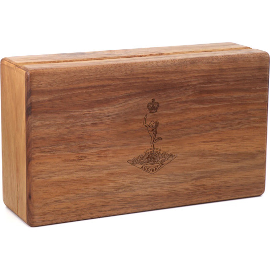 Royal Australian Corps of Signals (RASigs) Tasmanian Blackwood Two-Tiered Medal Display Box