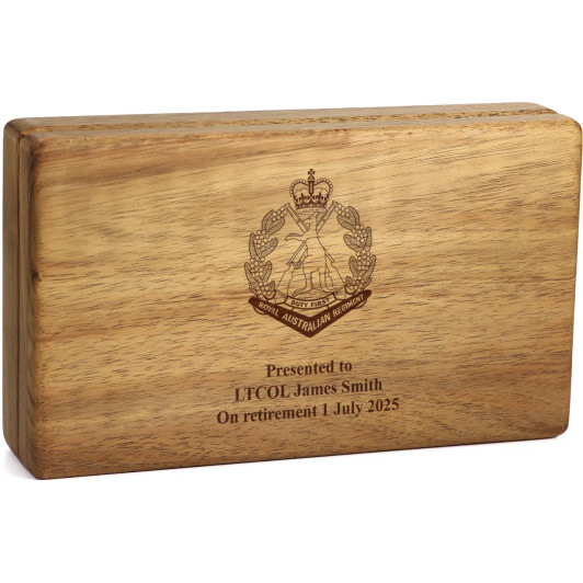 Royal Australian Regiment (RAR) Tasmanian Blackwood Medal Display Box