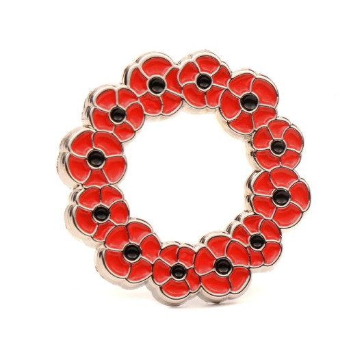 Red Poppy Wreath Lapel Pin