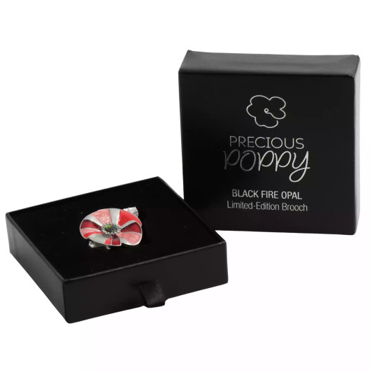 Precious Poppy, Black Fire Opal, Limited Edition Brooch