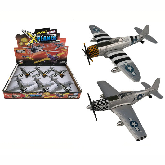 P-51 Die Cast Mustang and Thunderbolt Planes-Display Tray Of 6