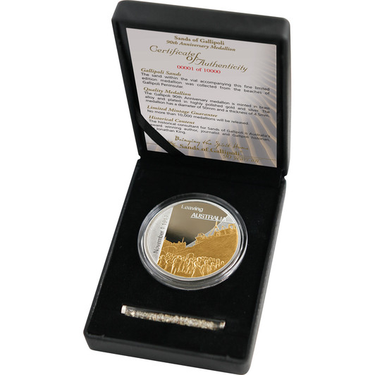 SoG 05 Ltd. Ed. Medallion - Leaving Australia The Stunning Sands of Gallipoli 2005 release Leaving Australia Limited Edition Medallion from the military specialists. As the first troops of the newly formed Australian Imperial Force set sail for w