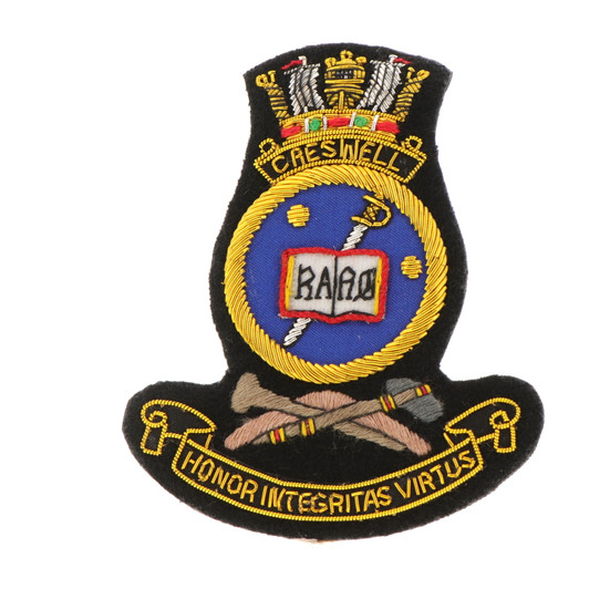 HMAS Creswell Bullion Badge Order the HMAS Creswell Bullion Badge. Perfect for your blazer, bag, or wherever you want a stylish badge. This embroidered badge is a great size and ready to display. Order this bullion badge from th