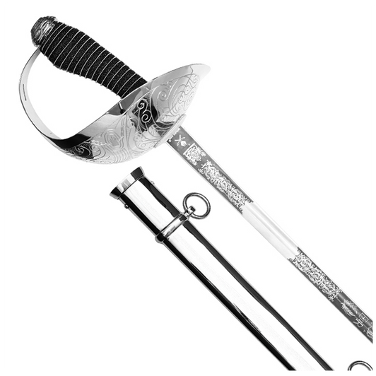 Windlass Cavalry Sword with Nickel Plated Scabbard - Stainless Steel (Queens Cypher)