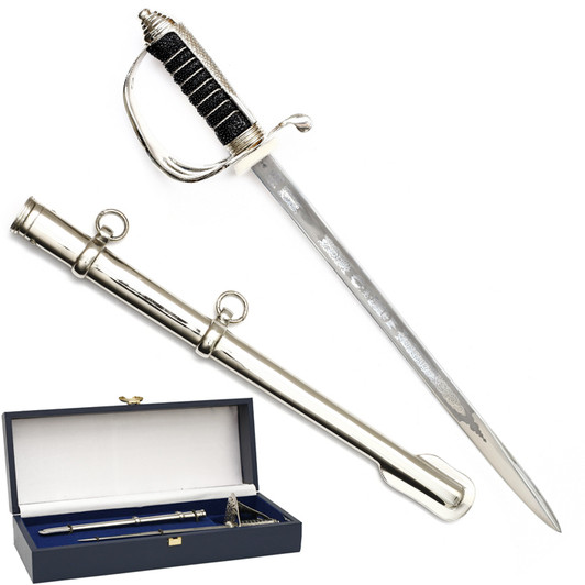 Windlass Miniature Artillery Sword with Nickel Scabbard (Queens Cypher)