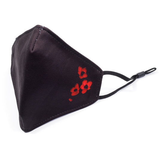 Face Mask - Poppy on Black (Kids size)